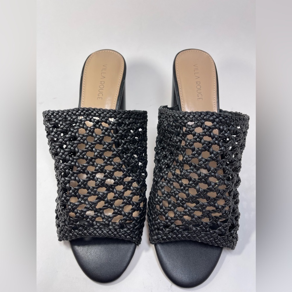 NWT VILLA‎ ROUGE Pattie Woven Vegan Leather Shoes Size 9M, Black